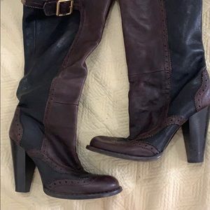 Dolce & Gabbana brown amd black leather boots